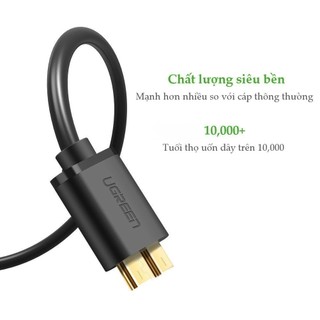 Dây cáp USB 3.0 đực sang micro USB 3.0 đực 2M mạ vàng UGREEN| Tốc độ truyền đữ liệu 5Gbps | Siêu bền | Bảo hành 18 tháng