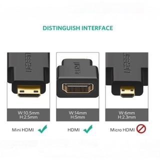Đầu Chuyển mini HDMI đực ra HDMI cái - dài 25mm - UGREEN 20101 - (màu đen)
