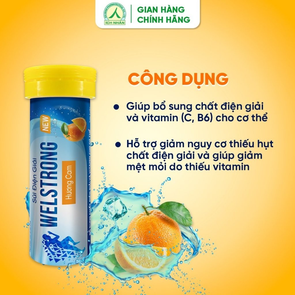 Ảnh Viên sủi điện giải WELSTRONG hương cam - Bù nước, điện giải, vitamin cho cơ thể - Tuýp 8 viên 2