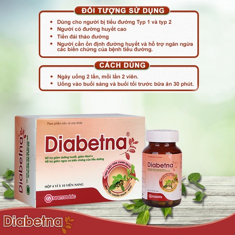 Ảnh Viên uống dây thìa canh Diabetna Ích Nhân dành cho người tiểu đường - giúp làm giảm đường huyết biến chứng hộp 120V 3