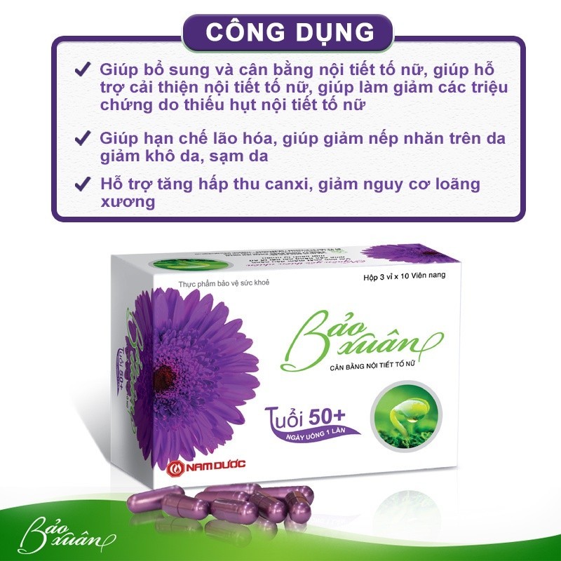Ảnh Combo 3 hộp viên uống Bảo Xuân 50+ giúp bổ sung nội tiết tố nữ, làm chậm lão hoá, giảm bốc hoả, cáu gắt 30 viên/hộp 3
