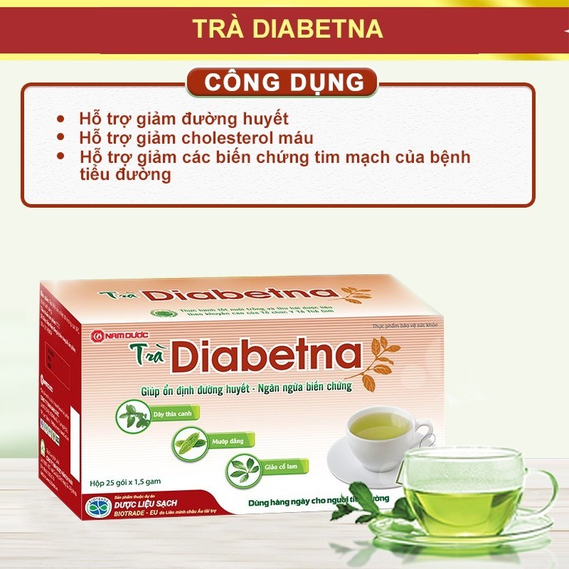 Ảnh Trà Diabetna cho người tiểu đường - hỗ trợ hạ đường huyết và mỡ máu hộp 25 gói TDI 3
