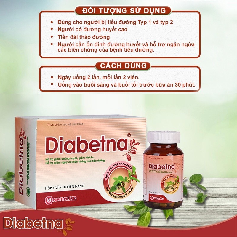 Ảnh Combo 2 lọ viên uống dây thìa canh Diabetna Ích Nhân dành cho người tiểu đường giúp ổn định đư 4