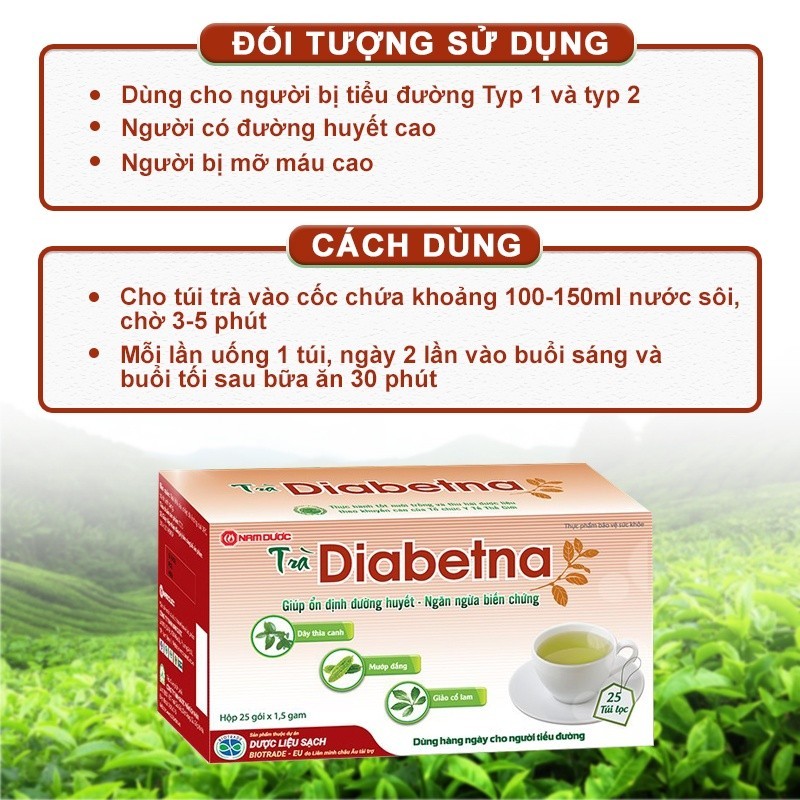 Ảnh Trà Diabetna cho người tiểu đường - hỗ trợ hạ đường huyết và mỡ máu hộp 25 gói TDI 4
