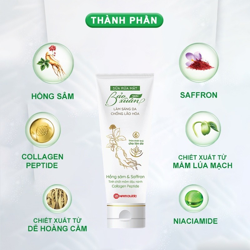 Ảnh Sữa rửa mặt thảo dược Bảo Xuân Skin làm sáng da, ngừa lão hóa 100g SRM 2