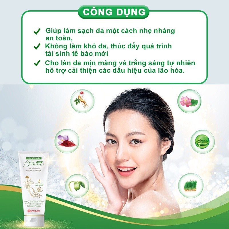 Ảnh Sữa rửa mặt thảo dược Bảo Xuân Skin làm sáng da, ngừa lão hóa 100g SRM 3