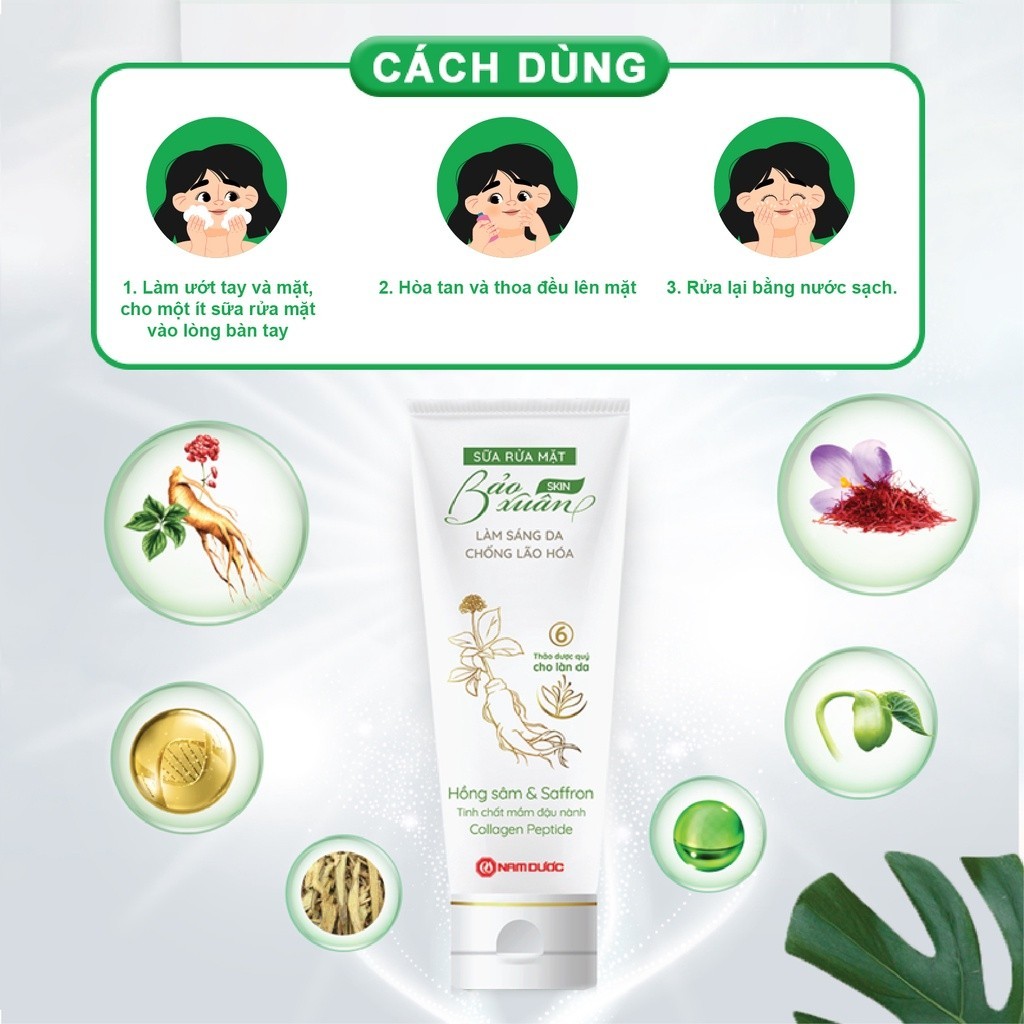 Ảnh Sữa rửa mặt thảo dược Bảo Xuân Skin làm sáng da, ngừa lão hóa 100g SRM 4