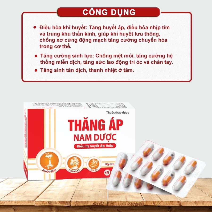Ảnh Viên uống Thăng Áp Nam Dược, thành phần thảo dược giúp điều hòa nhịp tim, tăng huyết áp, giảm mệt mỏi hộp 30 viên TA3 4
