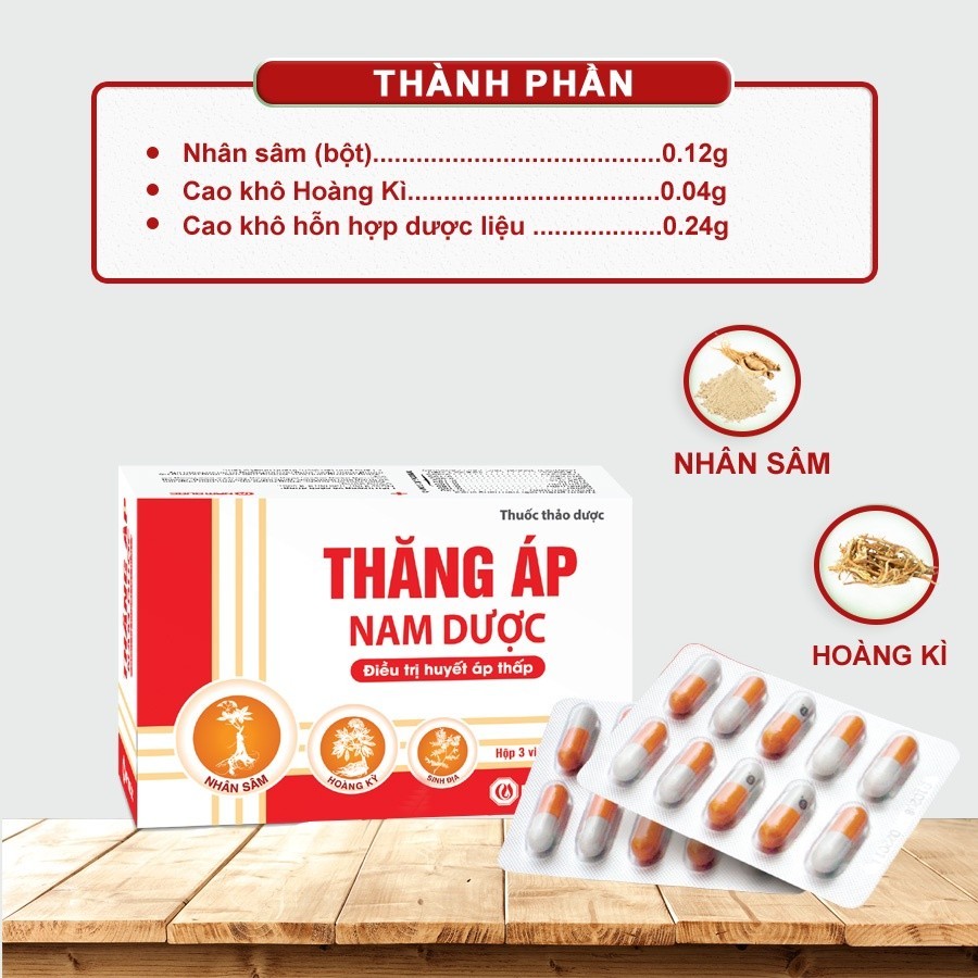 Ảnh Viên uống Thăng Áp Nam Dược, thành phần thảo dược giúp điều hòa nhịp tim, tăng huyết áp, giảm mệt mỏi hộp 30 viên TA3 3