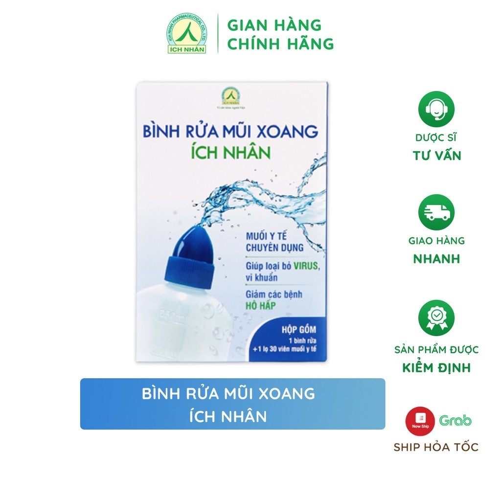 Ảnh Bộ bình vệ sinh mũi họng Ích Nhân - Bình và 1 lọ muối y tế 30 viên BBR 2