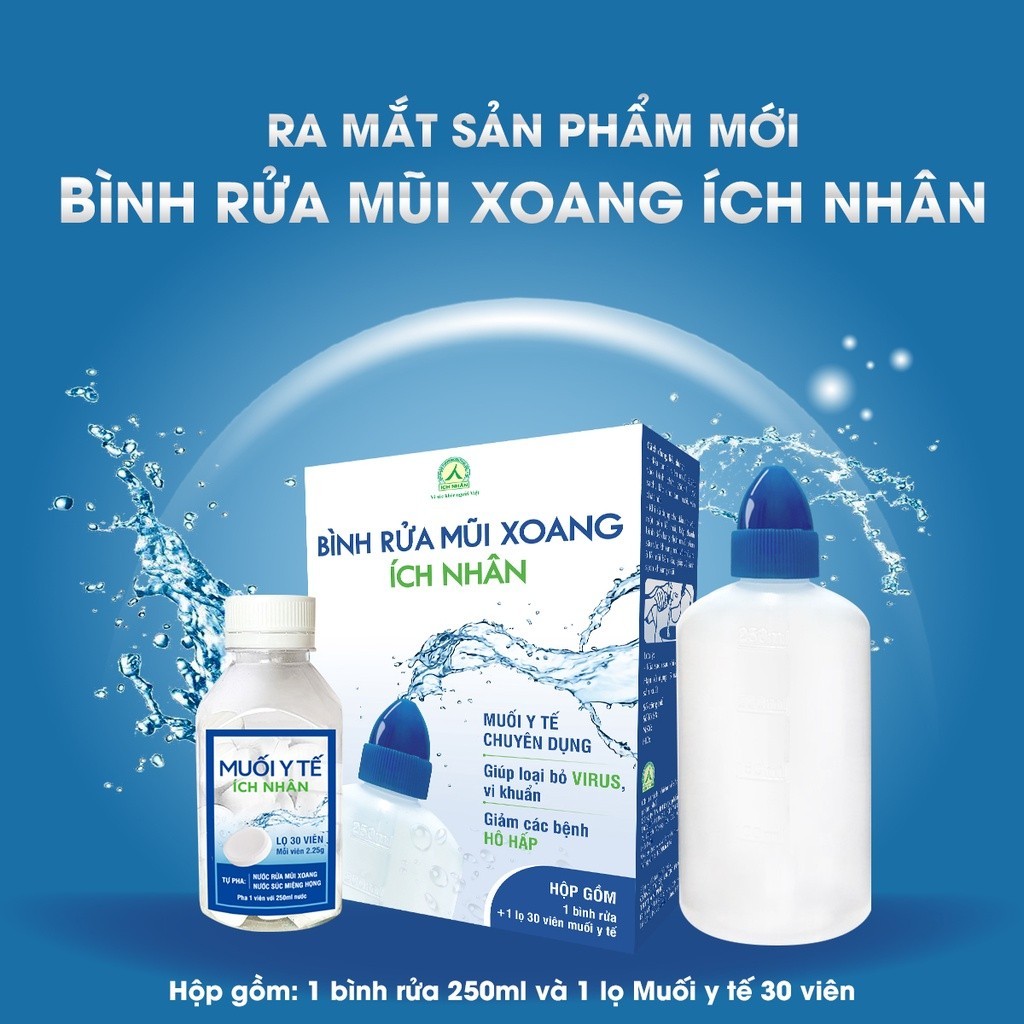 Ảnh Bộ bình vệ sinh mũi họng Ích Nhân - Bình và 1 lọ muối y tế 30 viên BBR 3
