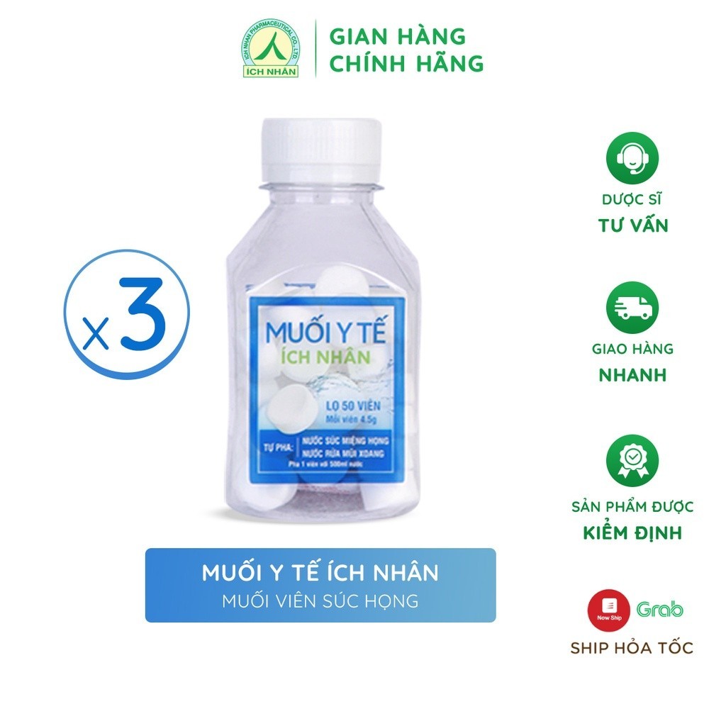 Ảnh Combo 3 Lọ Viên Muối Ích Nhân Hỗ Trợ Làm Sạch Mũi Họng, Đường Hô Hấp Lọ 50 Viên 2