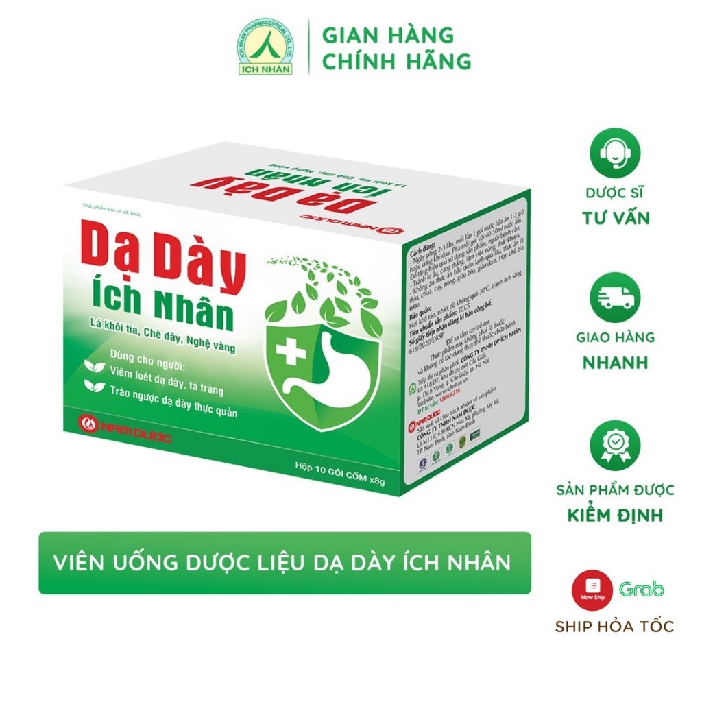 Ảnh Dạ Dày Ích Nhân bảo vệ và hỗ trợ giảm biểu hiện viêm loét dạ dày, tá tràng - hộp 10 gói DDI 3