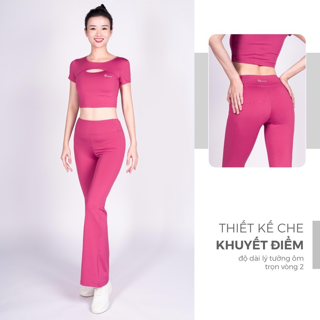 Ảnh Yowin Bộ Tập Yoga Gym Nữ YW24-N01-F503 Áo Croptop Kèm Đệm Rời & Quần Ống Loe Co Giãn 3