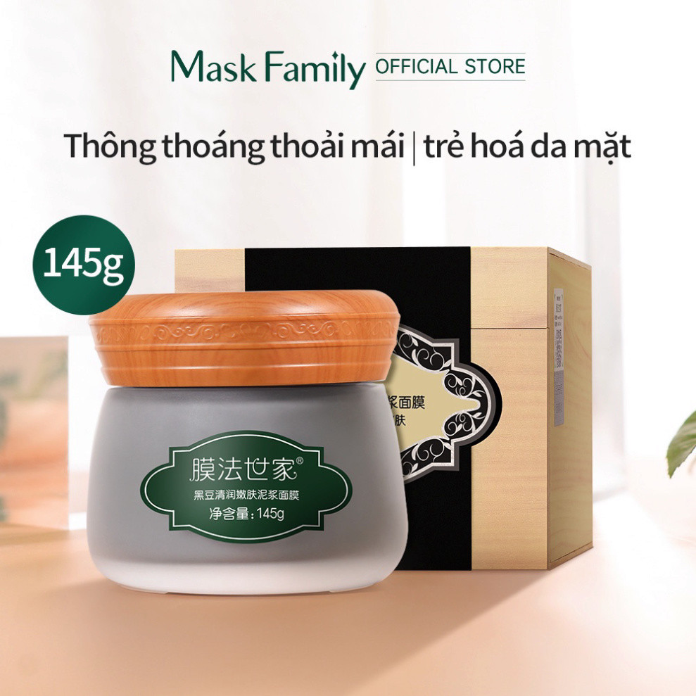 Mặt nạ đất sét MASKFAMILY thành phần đậu đen, hỗ trợ se khít lỗ chân lông, giúp da mềm mịn trắng sáng 145g