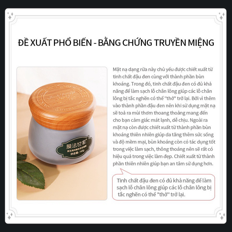 Mặt nạ đất sét MASKFAMILY thành phần đậu đen, hỗ trợ se khít lỗ chân lông, giúp da mềm mịn trắng sáng 145g