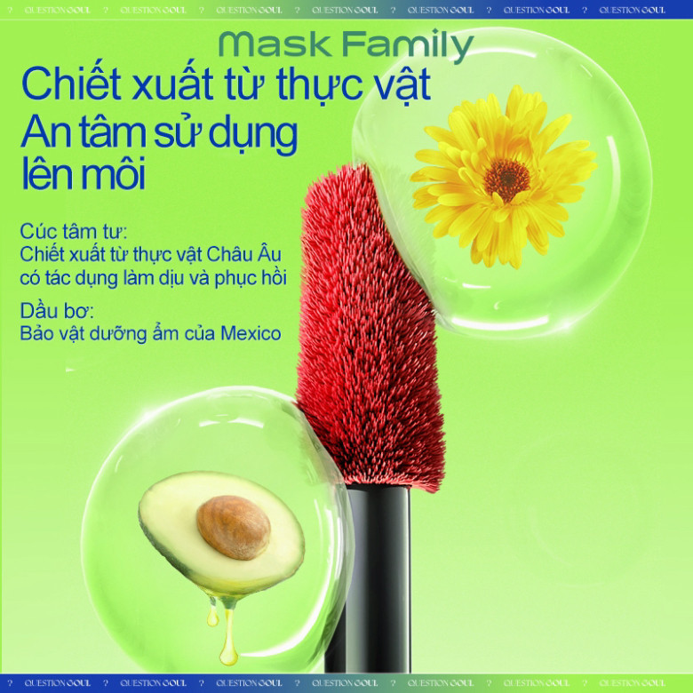 Son kem Mask Family siêu lì, làm mờ vết thâm, cung cấp độ ẩm, giúp môi mềm mịn, nâng tone da trắng sáng
