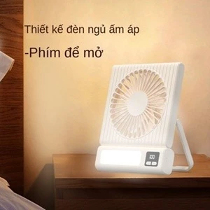 Quạt sạc để bàn mini Quạt để bàn nhỏ gọn có 5 tốc độ gió X19 có màn hình hiển thị đèn và pin sạc