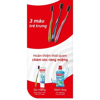 [HB gift] Bộ 2 bàn chải Colgate Slimsoft Flex Clean Charcoal nguyên khối than hoạt tính kháng khuẩn