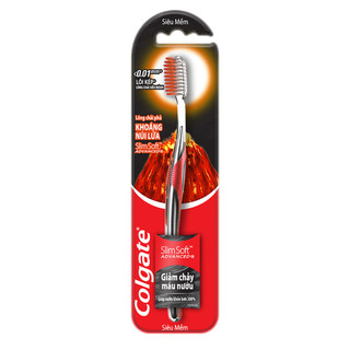 Bàn chải Colgate SlimSoft Advanced ngăn chảy máu nướu khoáng núi lửa siêu mềm mảnh