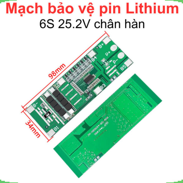 Mạch sạc bảo vệ pin lithium 6S 25.2V chân hàn