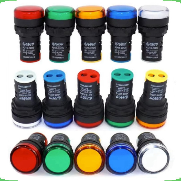 [Giá bán sỉ] (5 cái) Đèn báo AD16-22DS lỗ khoét 22mm điện áp 12V, 24V, 220VAC, 380VAC