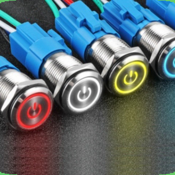 Nút nhấn chống nước đầu bằng ( Nhấn Giữ - Khóa ) lỗ khoét 12mm/16mm/19mm/22mm