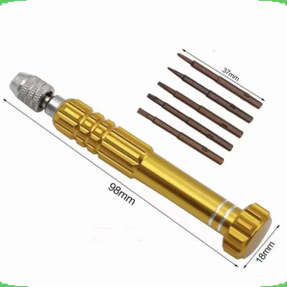 Tua vít 5 đầu sửa chữa điện thoại đa năng (5 đầu vít để trong thân tua vít)
