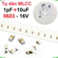 tụ gốm, tụ dán đa lớp MLCC - size 0603 - 16V