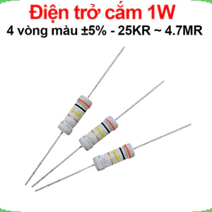 Điện trở cắm 1W 4 vòng màu ±5% - giá trị 25KR đến 4.7MR
