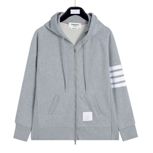 Áo Hoodie Zip có dây rút kết hợp sọc kẻ cánh tay chất nỉ dày dặn - Áo khoác nam nữ phong cách trẻ trung hot trend
