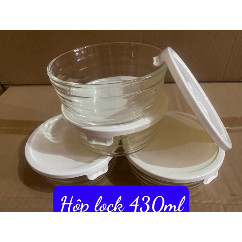 Thố thủy tinh lock locknắp ấn trắng 430ml | Shopee Việt Nam