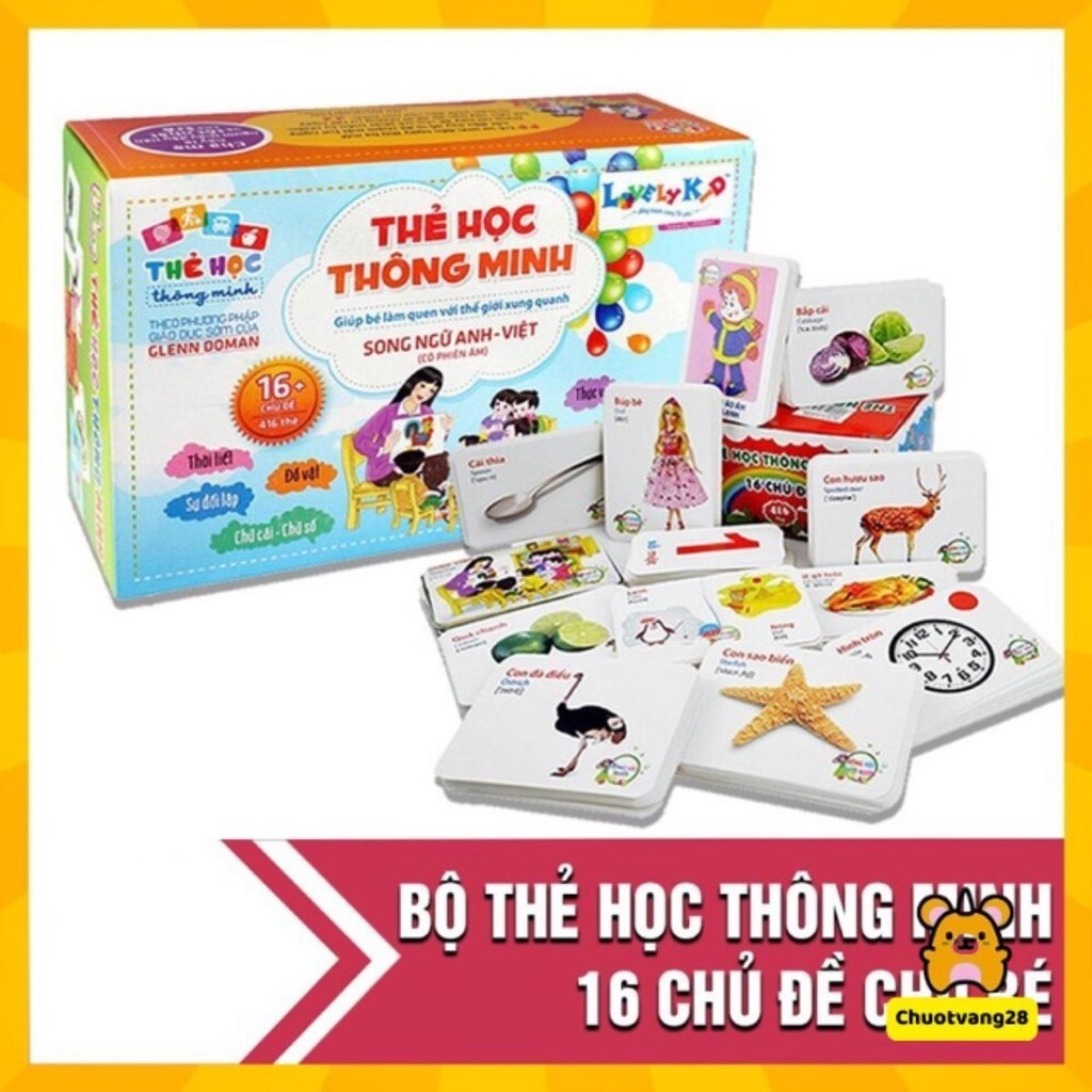 Bộ thẻ học thông minh 16 chủ đề Anh - Việt cho bé