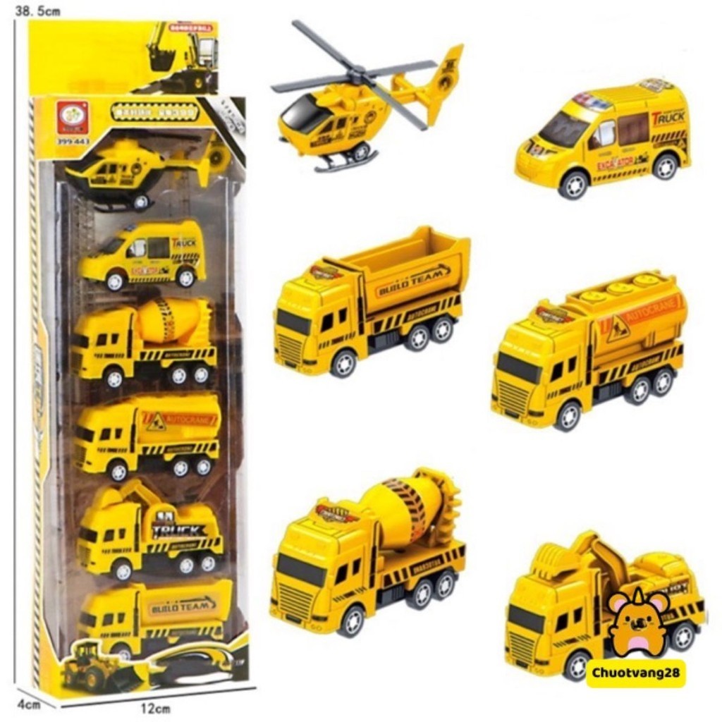 Set 6 xe ô tô mô hình mini công trình, xây dựng cho bé