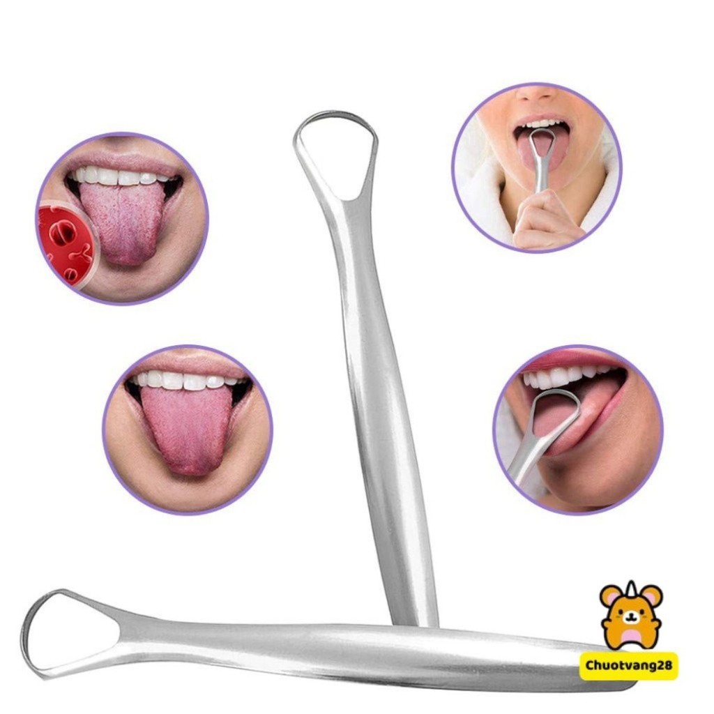 Dụng Cụ Nạo Lưỡi, Cạo Lưỡi, Vệ Sinh Lưỡi Người Lớn Bằng inox CóHộp Đựng