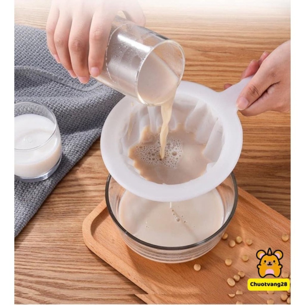 Vợt lưới lọc rây sữa thực phẩm siêu mịn cán nhựa tiện dụng