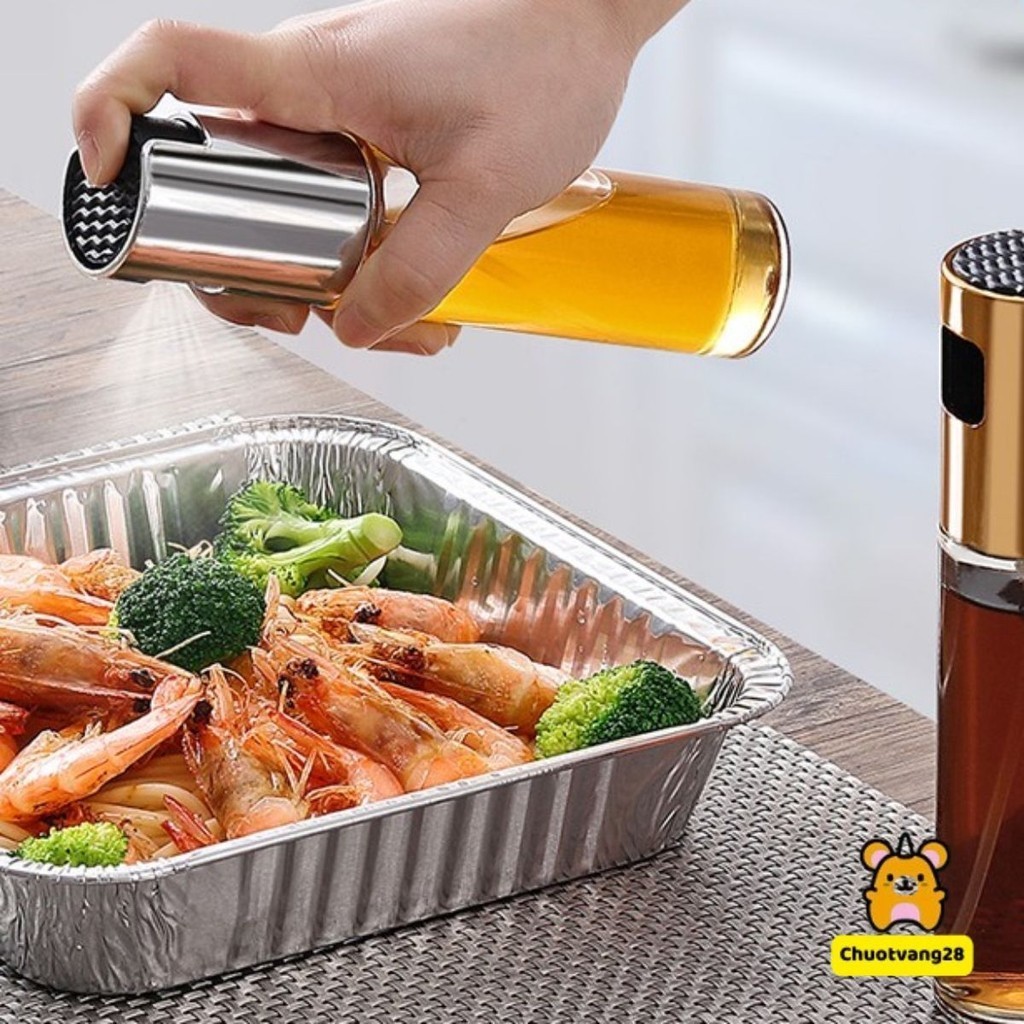 Bình Xịt Dầu Ăn Thủy Tinh, Chai Xịt Dầu Ăn Phun Sương Dùng Cho Nồi Chiên, Salad, Nướng 100ml