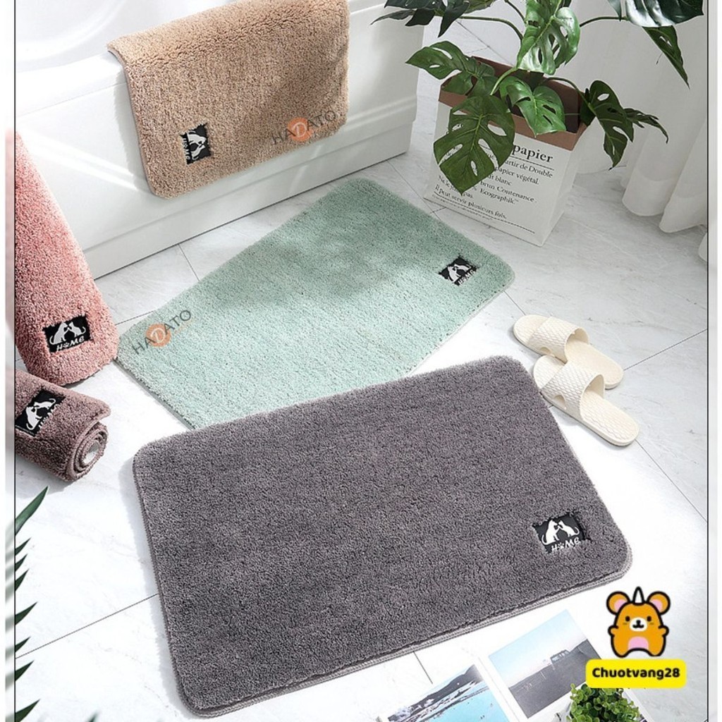 Thảm chùi chân lông thỏ siêu thấm, mềm mại, chống trơn trượt