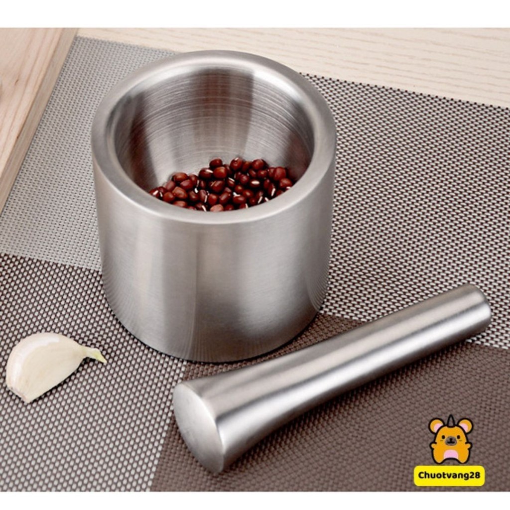 Cối chày Inox 304 cao cấp có nắp