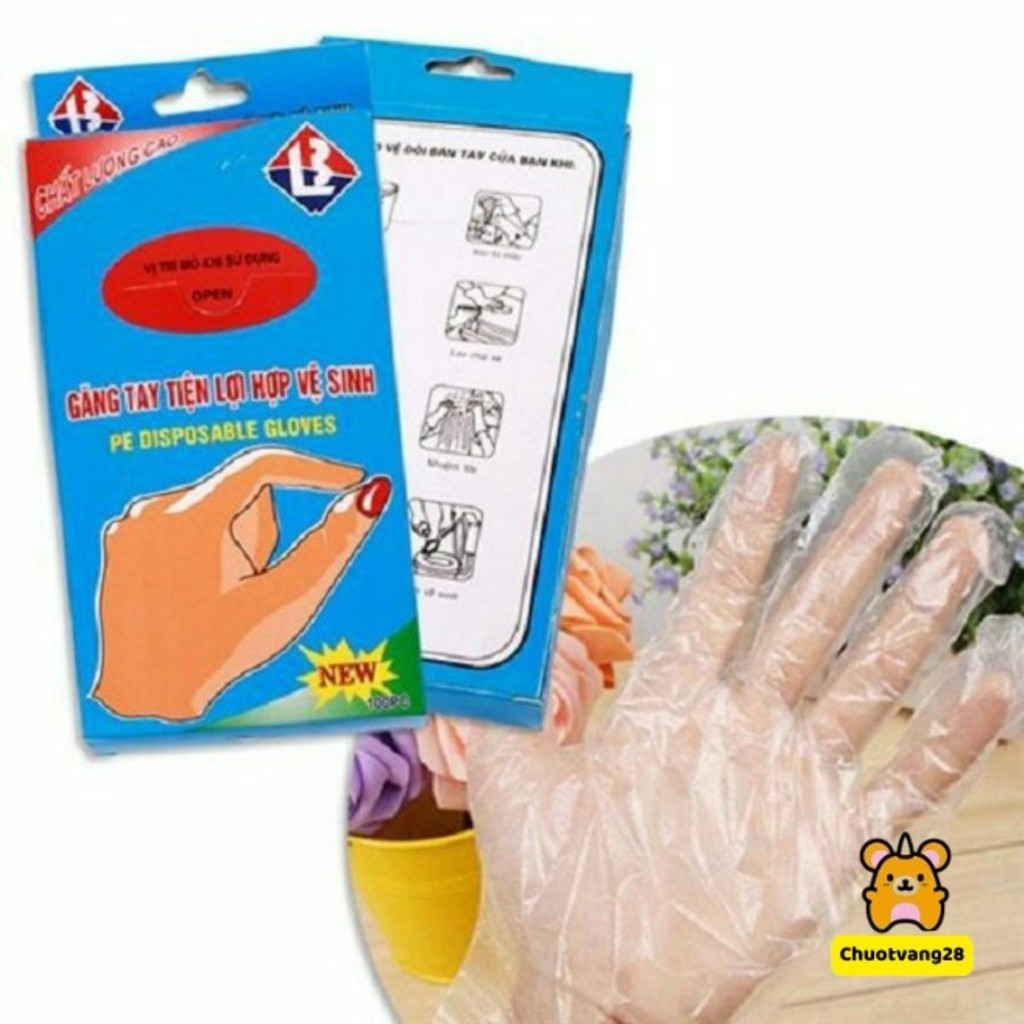 200 cái Găng tay dùng 1 lần nilong, găng tay nilon đa năng trong suốt bền đẹp