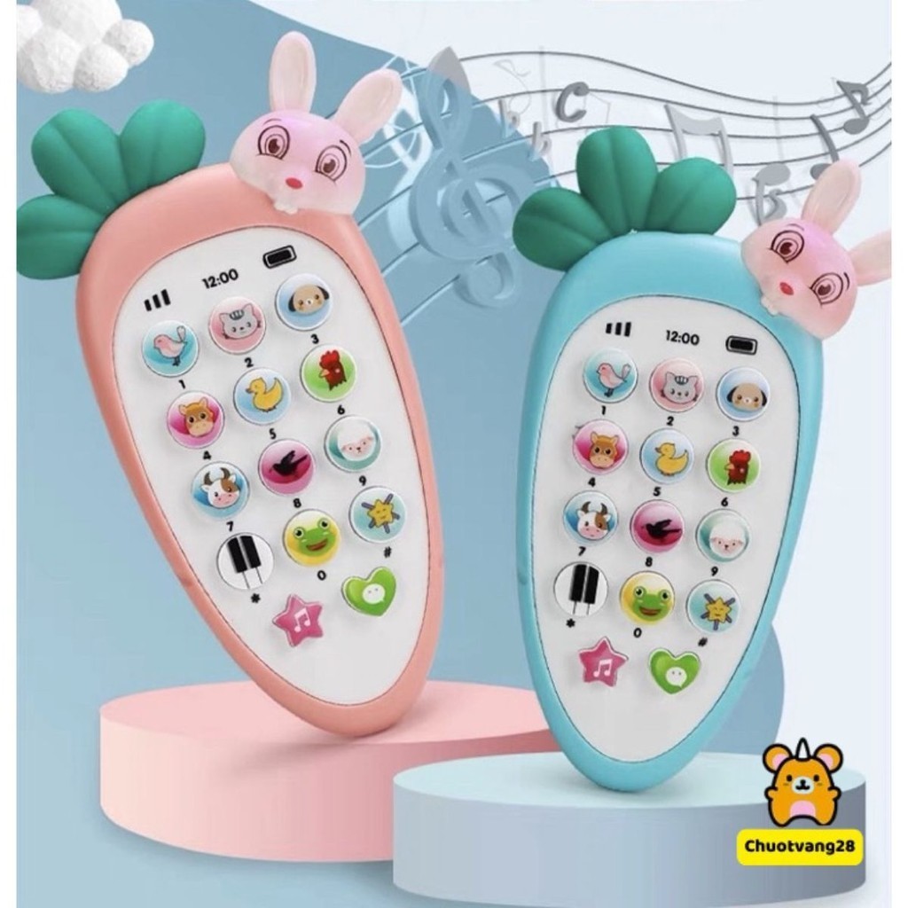 Đồ chơi điện thoại hình thỏ cà rốt cho bé yêu có nhạc