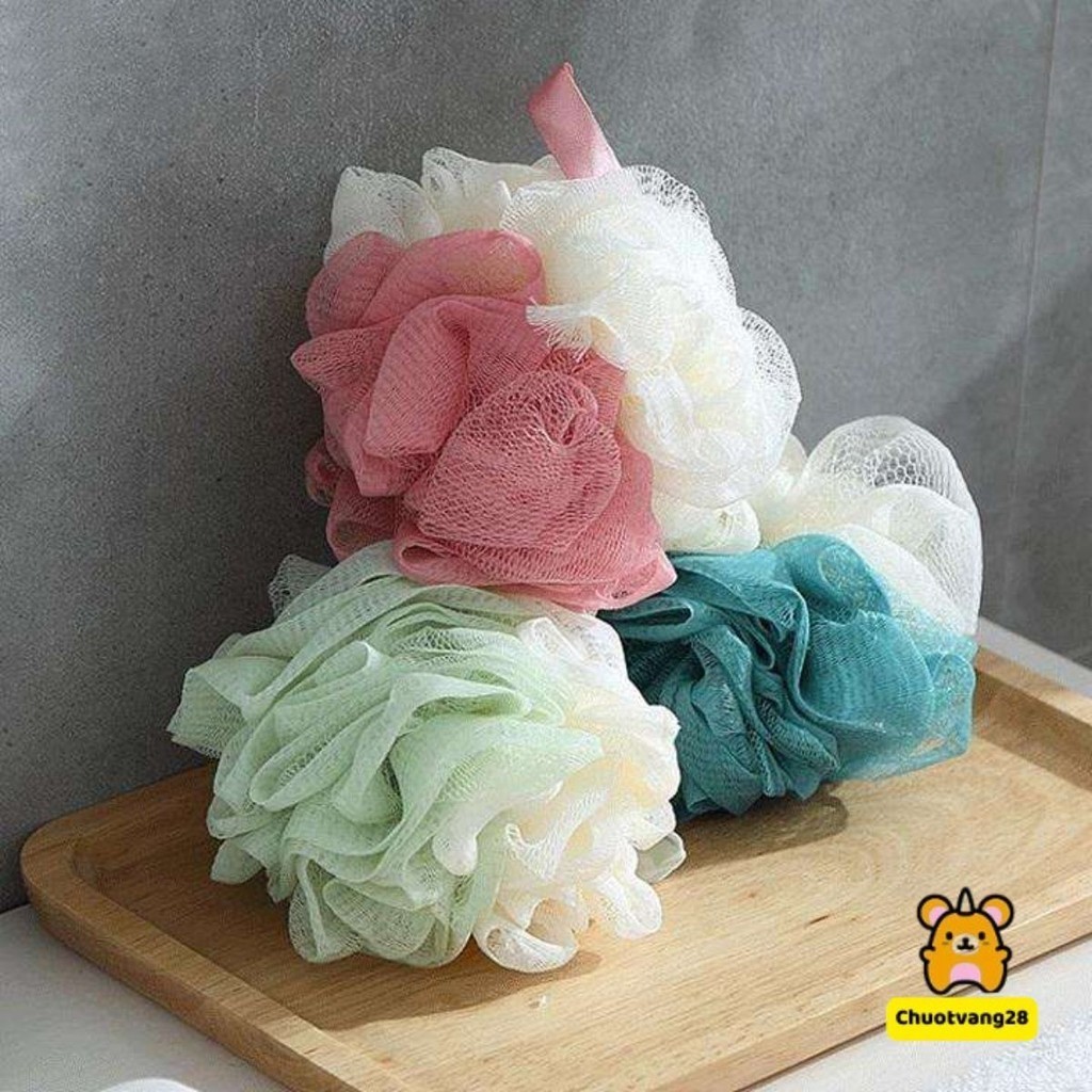 Bông tắm tạo bọt loại tròn 2 màu mềm mịn