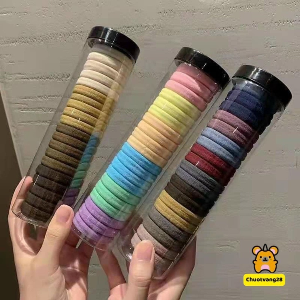 Ống chun tóc gồm 20 chun buộc tóc trơn nhiều màu sắc cho nữ