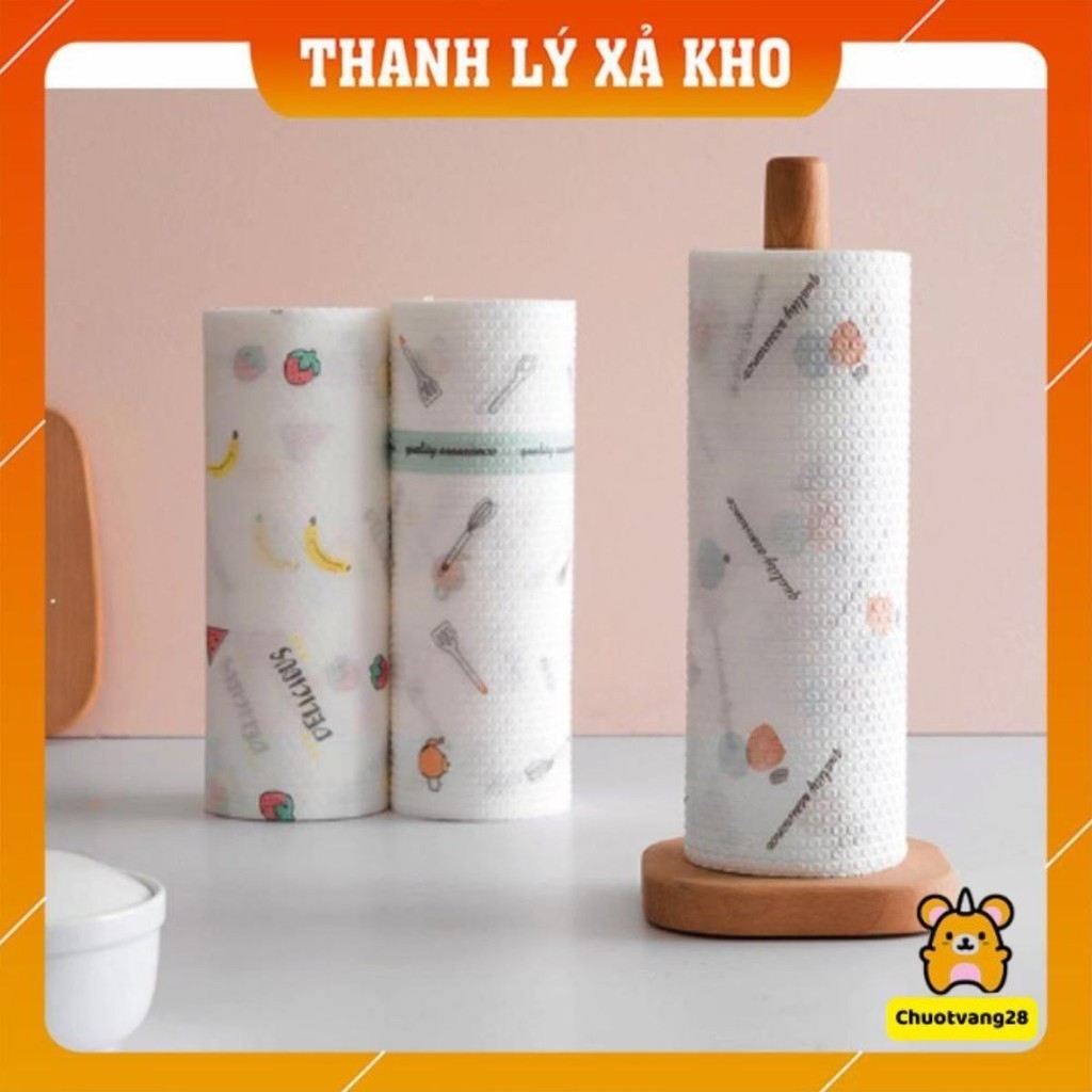 Combo 5 Cuộn Giấy Lau Nhà Bếp Đa Năng Họa Tiết Dễ Thương - Giấy Lau Chén Dĩa Có Thể Tái Sử Dụng