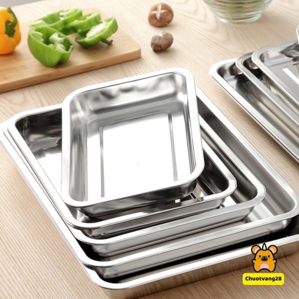 Khay inox cao cấp đa năng siêu bền nhiều kích cỡ sâu 4.8cm | Shopee ...