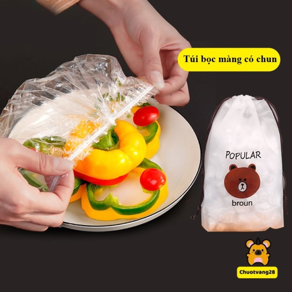 Combo 500 Chiếc Màng Bọc Thực Phẩm Có Chun Hình Gấu