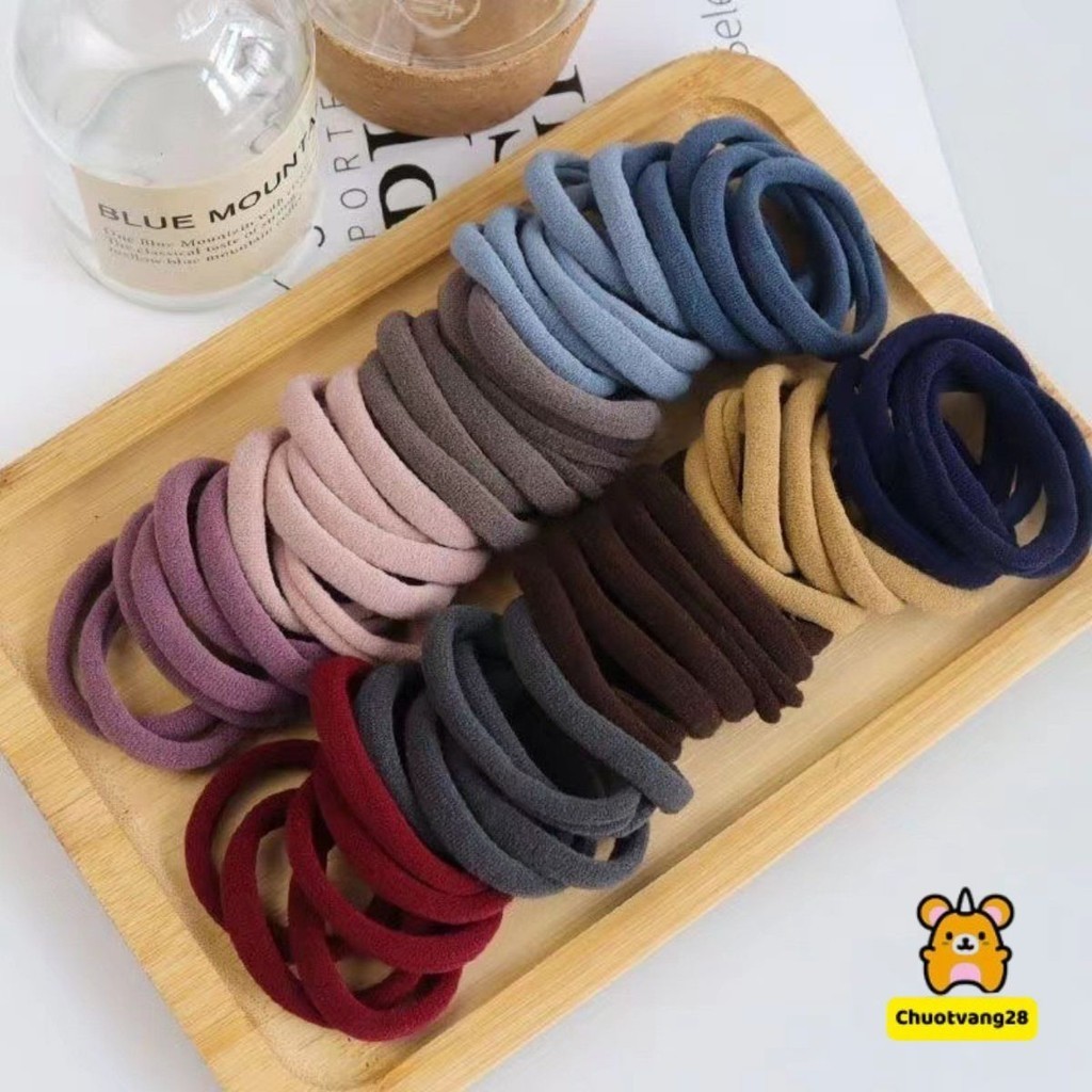 Set 20 dây thun chun buộc tóc màu trơn không đau , không đứt , không cắn tóc độ đàn hồi cao