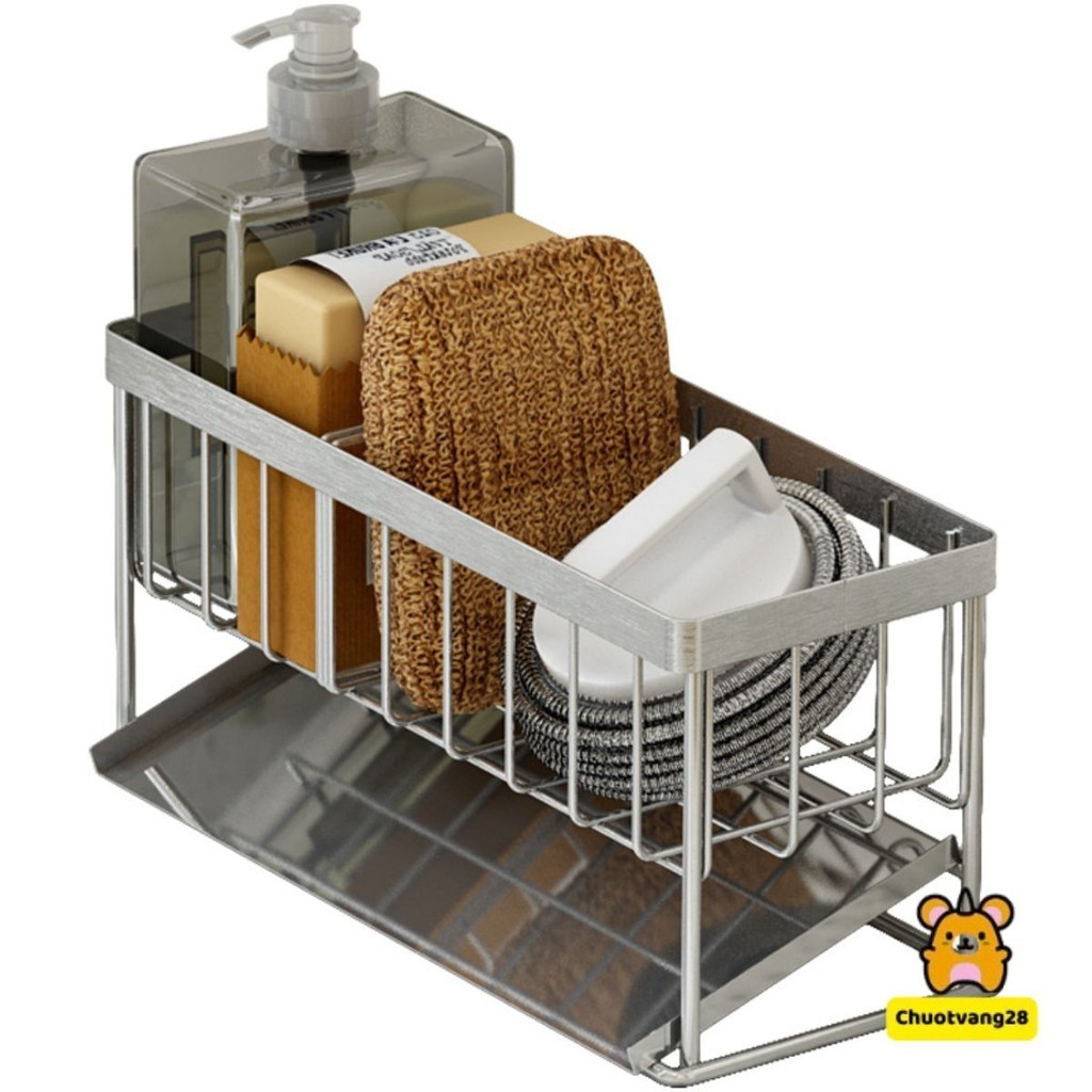Giá kệ inox 304 để đồ rửa chén bát kèm khay hứng nước tiện lợi
