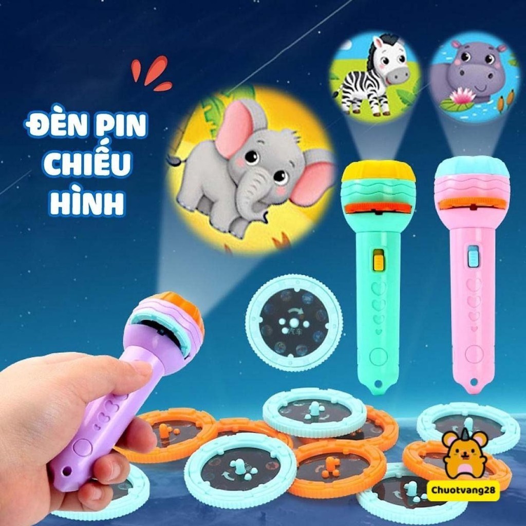 Đèn pin chiếu hình kể chuyện full bộ 80 hình đèn cho bé yêu