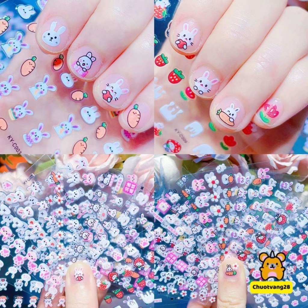 Combo 30 Set Miếng Dán Trang Trí Móng Tay Chống Thấm Nước Nhiều Chủ Đề Hình Thỏ Hoạt Hình Dễ Thương Dành Cho Bé Yêu